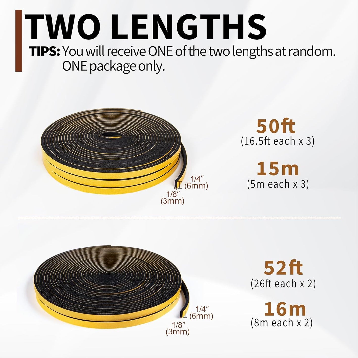 Yotache Self Adhesive Foam Gasket Tape 1/2" W X 1/2" T (New Adhesive Craft) for Doors Soundproofing Weather Seal Strip Insulation, 13 Ft Length