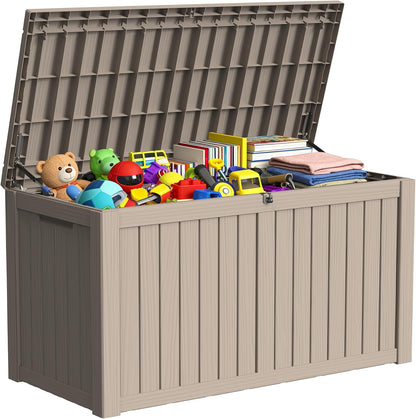 320 Gallon Outdoor Storage Box Resin Deck Box All Weather Waterproof Large Lockable Storage Container Deck Box for Patio Furniture, Garden Tools, Lockable, Black