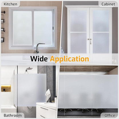 LUTE Window Privacy Film, Frosted Glass Window Film for Bathroom, Static Cling Removable Heat Control Glass Coverings, Non Adhesive Opaque Door Sticker for Home Office (Pure, 17.5" x 78.7")