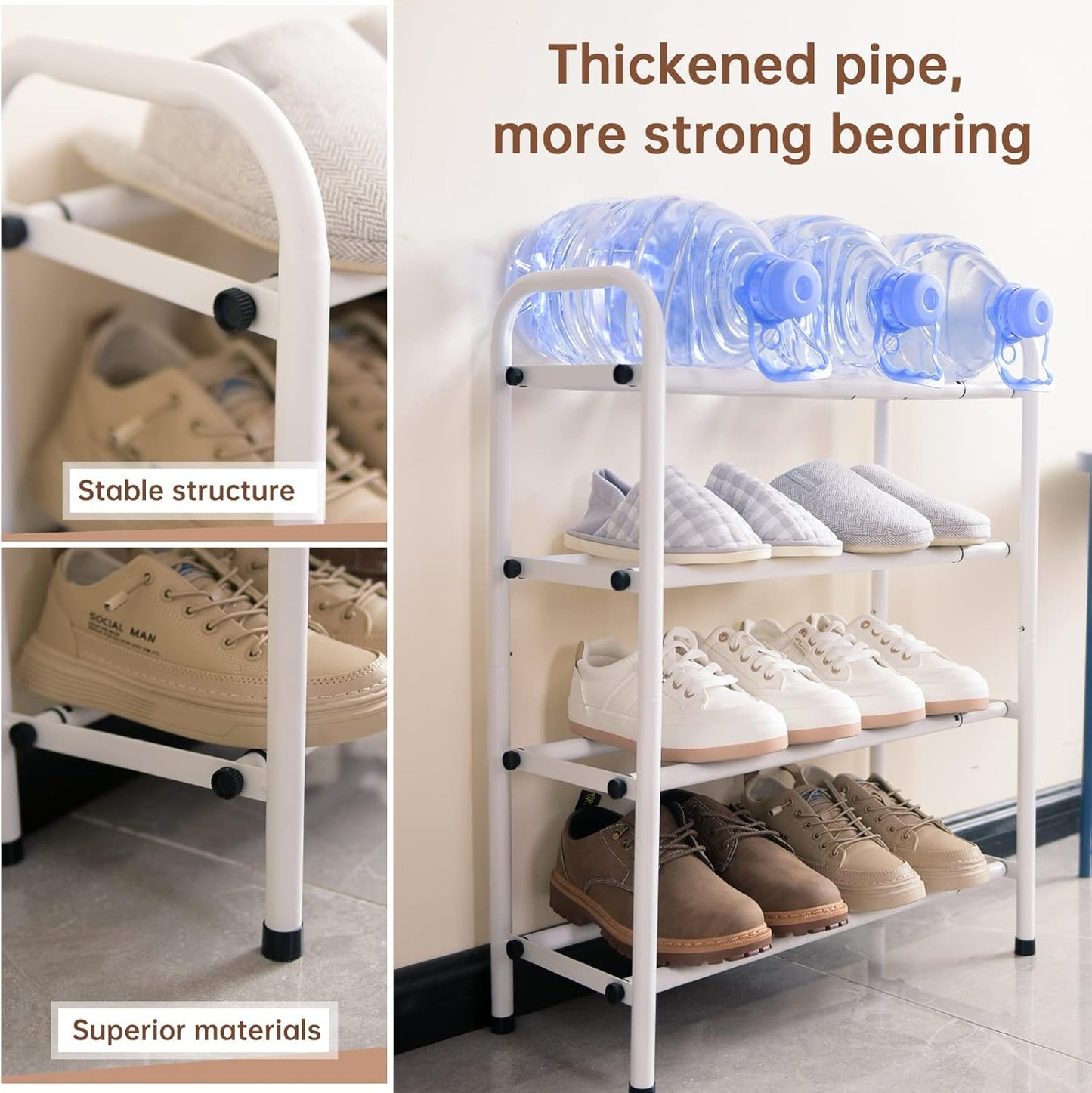 Gonfoam Shoe Rack for Closet, Expandable Shoe Organizer Storage Shelf, Adjustable Metal Free Standing Small Closet Shoe Rack for Entryway, Doorway (2-Tier Black)