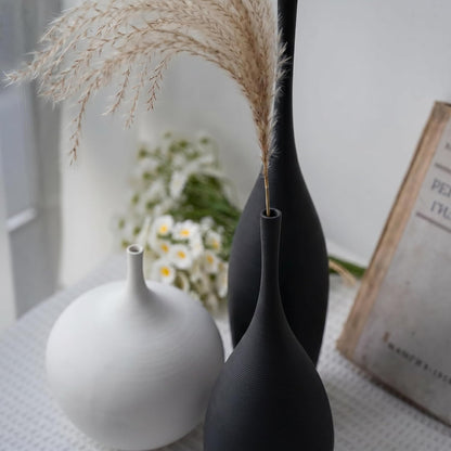 Relexome White Ceramic Vase Modern Boho Wabi-Sabi Flower Vase Set of 3 Decorative Aesthetic Vases for Centerpieces Pampas Matte Minimalist Vases for Living Room Table Shelf Home Decor Gift