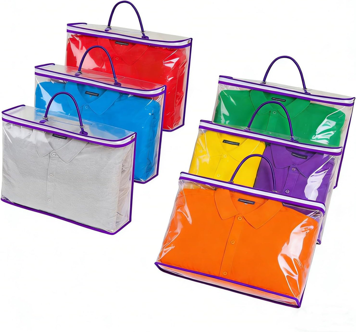 6 Pcs （16 * 12 * 4 Inch）Clear Zippered Storage Bags for Sweater Blanket Bed Sheet Storage, Plastic Storage Bags with Zipper for Closet Linen Sweater Blanket