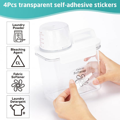 Provoue Laundry Detergent Dispenser-2 Pack, 37 oz Detergent Dispenser with 4 Removable Labels, Laundry Soap Dispenser for Laundry Room Organization and Storage, BPA Free & PET Plastic Clear