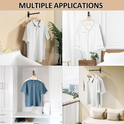 Mooche Swing Clothes Hanger Rack, Garment Racks Folding Clothes Bar Wall Mounted, 180°Rotation Laundry Drying Rack 304 Stainless Steel Space Saving for Laundry Room Bedroom Balcony, 9.45" Long
