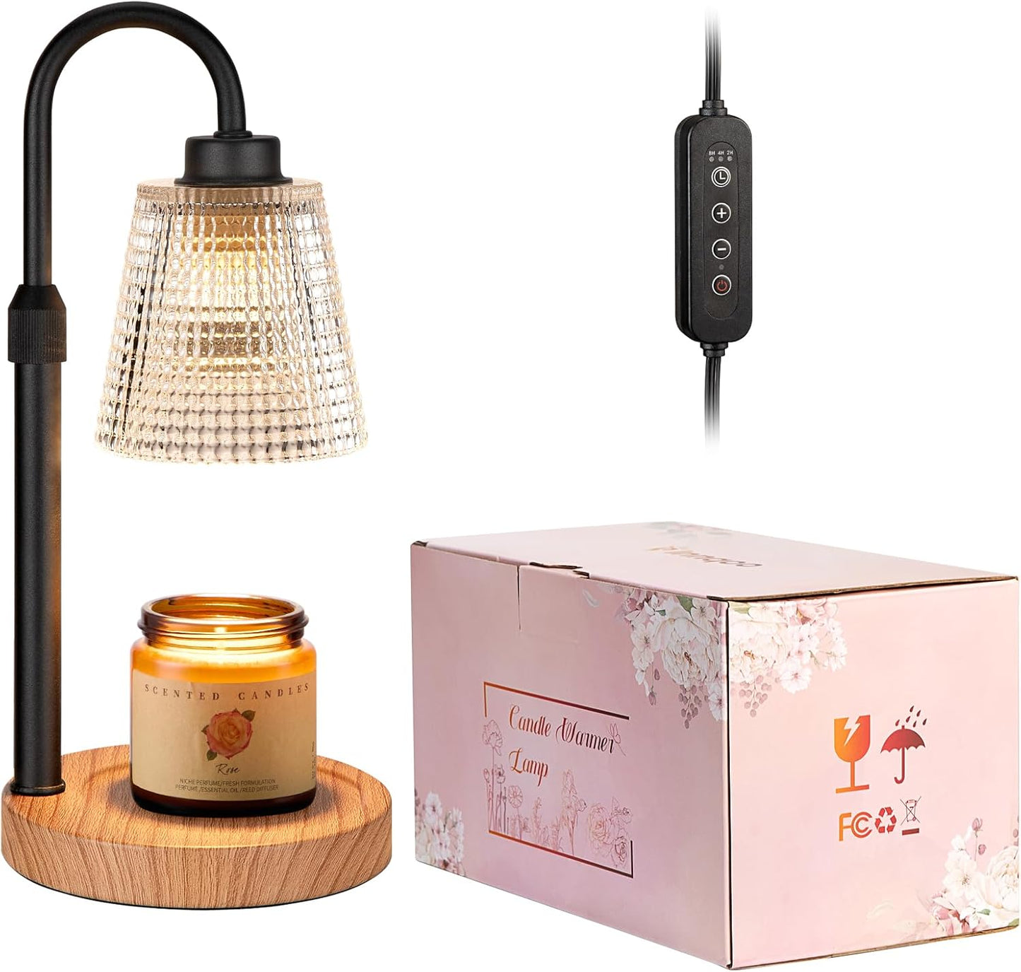 Innqoo Candle Warmer Lamp with Timer, Dimmable Candle Warmer for Jar Candles, Height Adjustable Wax Melts Warmer, Birthday Gifts for Women Mom, House Warming Gifts New Home Decor