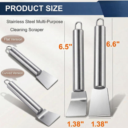 2 PCS Stainless Steel Scrapers, Cleaning Scraper Tool, Paint Scrapers, Multifunctional Metal Scraper Tools for Cookware, Stovetop, Adhesive, Oven Racks, Grout, Grill, Glass, Kitchen & Home