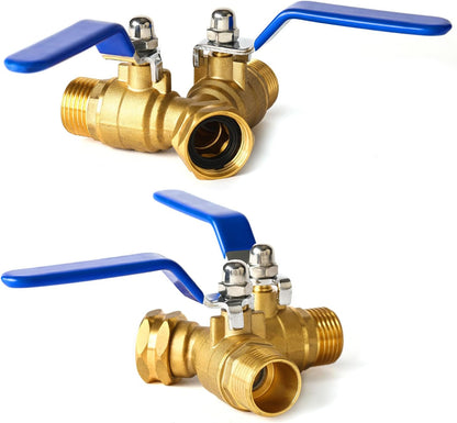 Garden Hose Splitter 2 Way Heavy Duty, Brass Faucet Adapter With Long Handle For Gardening Water Hose Shut Off Valve Hose Connector Fittings Outdoor Water Spigot Hose Bib Y Splitter