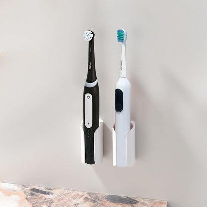 Electric Toothbrush Holder for Bathroom, Wall-Mounted Toothbrush Stand with Self-Adhesive, Compact Bathroom Caddy for Electric Toothbrushes (Clear-2pcs)