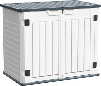 UDPATIO 120 Gallon Deck Box Outdoor Storage Box Lockable Waterproof Resin Indoor Outdoor Storage Container for Patio Cushions, Tools, Package Delivery Boxes for outside