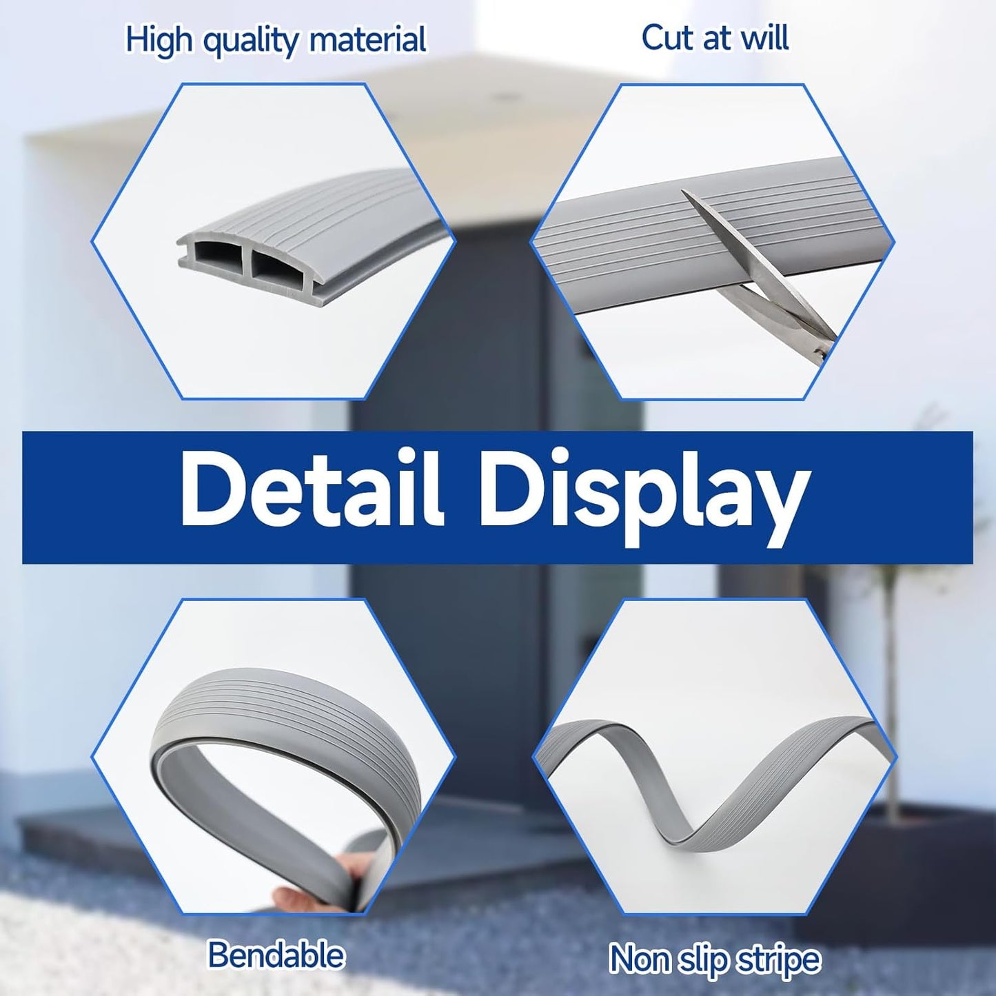 2 Pcs 39 Inch Vinyl Replacement Door Draft Stopper for Adjustable Height Aluminum Thresholds，Front Under Door Weather Stripping Seal