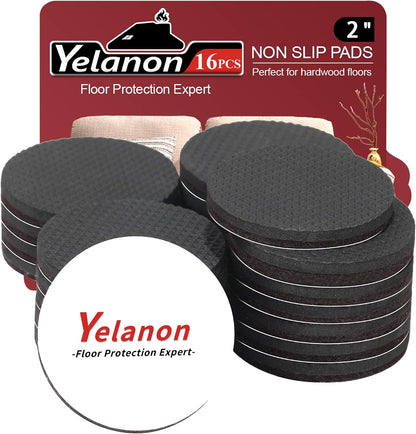 Yelanon Non Slip Furniture Pads -12pcs 4" Furniture Grippers Hardwood Floors, Non Skid for Furniture Legs,Self Adhesive Rubber Feet, Anti Slide Furniture Floors Protectors for Keep Couch Stoppers