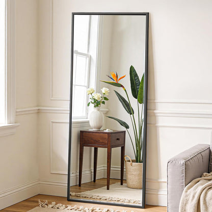 OLIXIS 64"x 21.5" Arched Mirror Full Length, Full Body Mirror with Stand, Hanging or Leaning for Wall, Floor Standing with Shatter-Proof Glass for Bedroom, Living Room, Long, Black