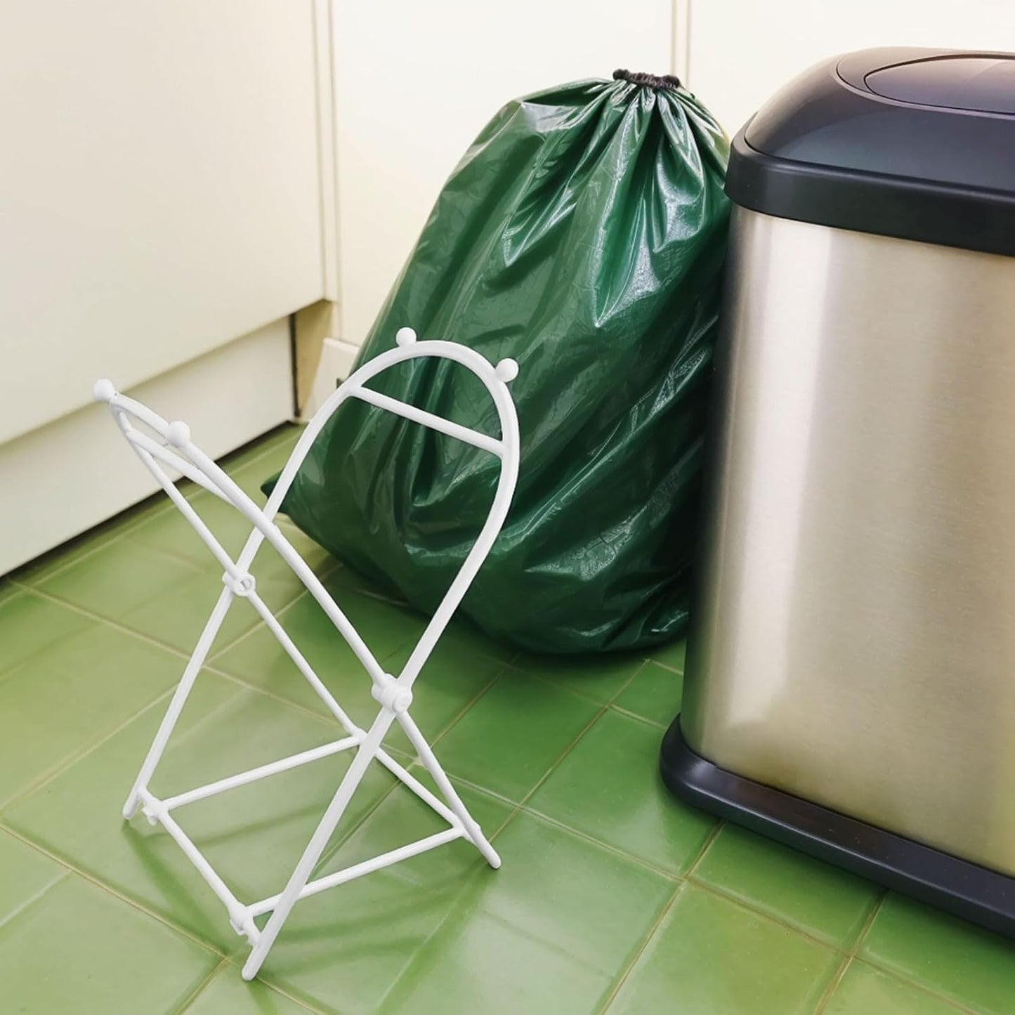Foldable Trash Bag Holder, Portable Garbage Bin Stand For 13 Gallon Bags, ABS Plastic Waste Sorting Frame With Handles For Kitchen, Outdoor Camping, Yard Work(C)