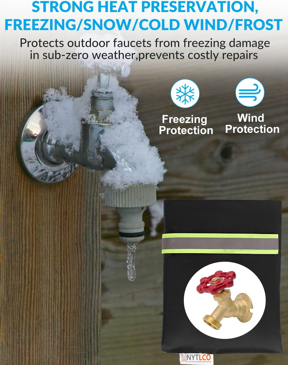 2Pack Outdoor Faucet Covers for Winter,8.3" H x 6.7" W Hose Bib Covers for Winter Freeze Protection, Outside Spigot Cover Insulated Waterproof Water Pipe Protector (Black-2Pack)