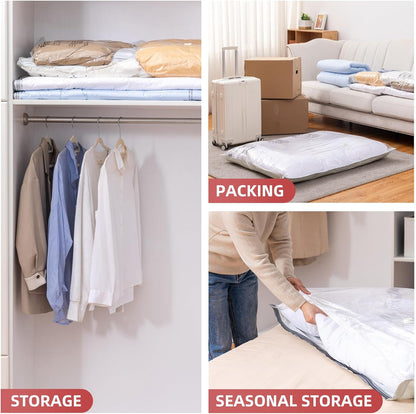TAILI 8 Pack Jumbo Vacuum Storage Bags, 39x28 inch, LONG SIDE ZIP Vacuum Seal Bags for Clothing, Space Saver for Beddings, Comforters, Blankets, Pillows