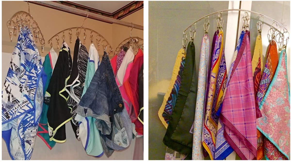 DurReus Reusable Stainless steel Drying Rack Laundry Drip Hanger 8 Clips Closet Organizer for Hanging Lingerie,Underwear,Clothes Disapers,Mitten,Socks,Hats,Bras,Skirts,Scaf