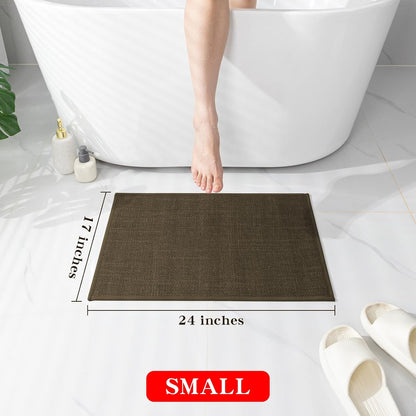chakme Bathroom Rugs Mat 24x17, Ultra Thin Non Slip Bath Mat Small Quick Dry Absorbent Bath Mat for Bathroom Floor, (Dark Beige, 24"x17")