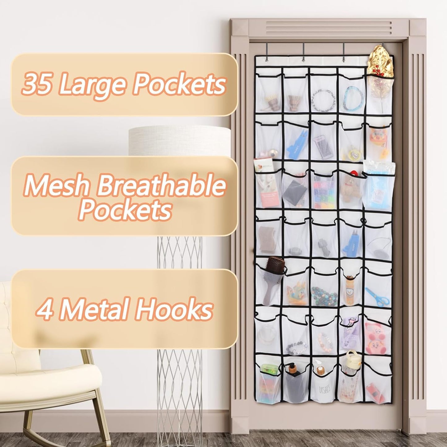 GOMAJI 35 Pockets Over the Door Shoe Organizer