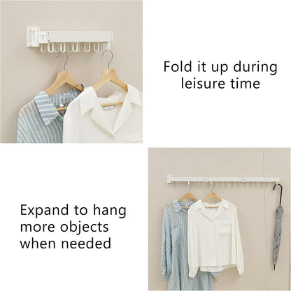 RFOUO Wall Mounted Clothes Drying Rack,Drying Rack Clothing Wall Mount with Foldable Features(Tri-Fold),Space Saver,Wall Mounted Drying Rack for Laundry Balcony Bathroom (White)