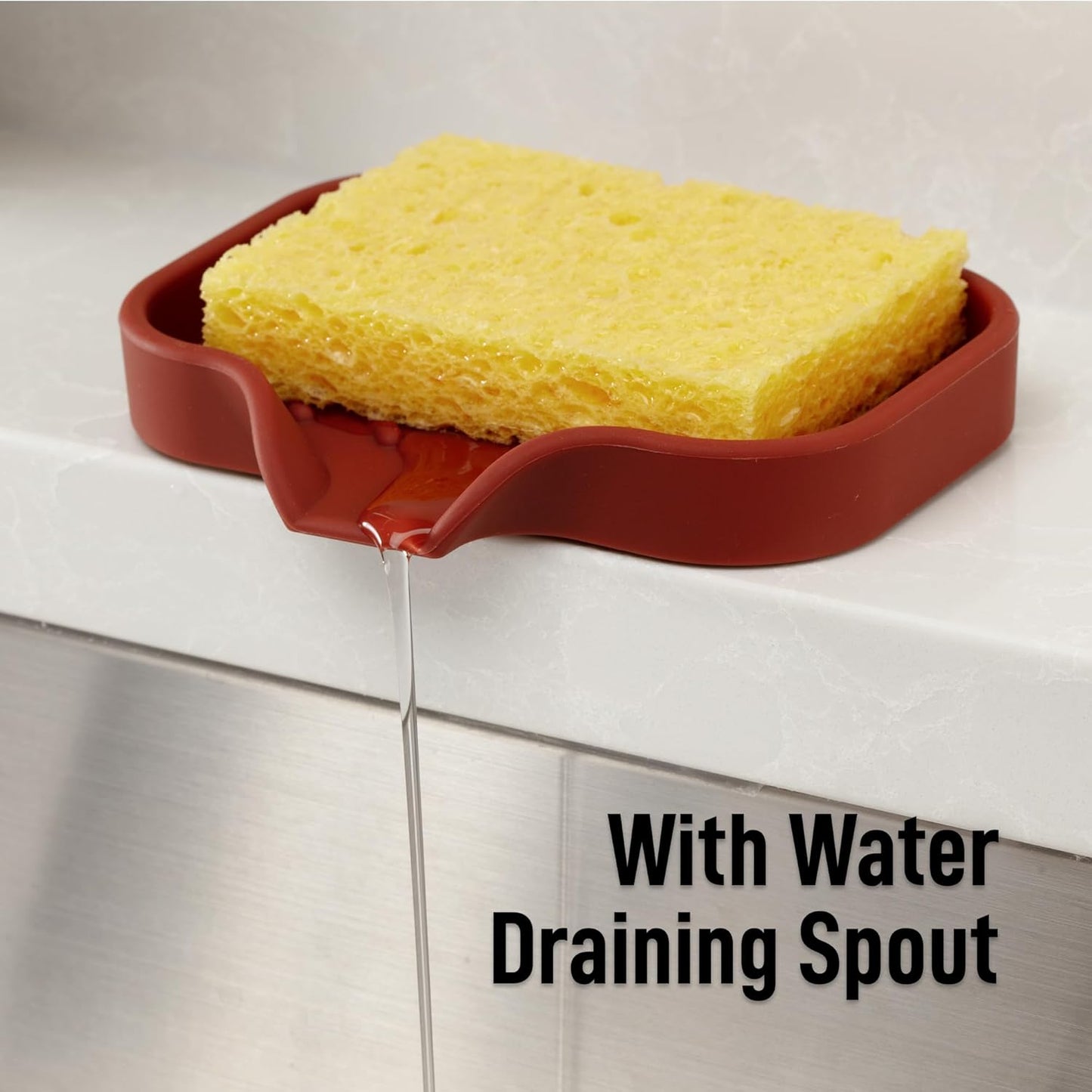 Zulay Kitchen (9x3.5in) Sponge Holder for Kitchen Sink - Flexible Heavy-Duty Multipurpose Sink Caddy - Counter Organizer for Kitchen, Bathroom, Makeup, Trinkets & More! (Grey)