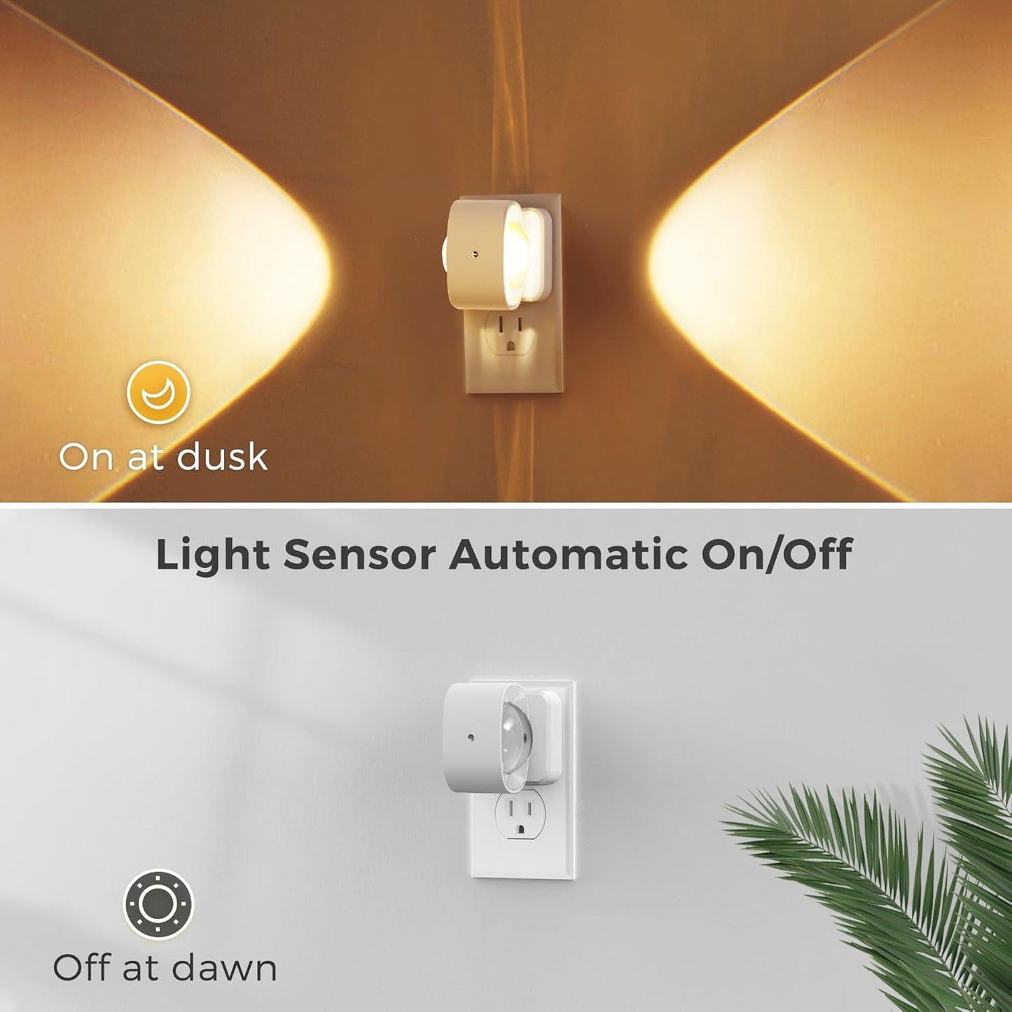 L LOHAS LED Night Light Projector, Night Lights Plug into Wall, Dusk to Dawn Sensor, 180°Rotating Nightlight for Kids, 0-150LM Dimmable Soft White Ambient Lighting for Bathroom, Decor, Gifts, 2 Pack