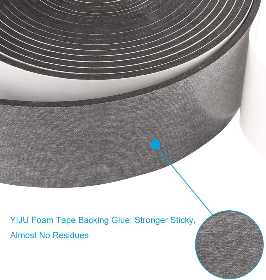 Seal Foam Tape,1/2 Inch W x 1/8 Inch T Weather Stripping for Door and Window,High Density Single Sided Closed Cell Door Insulation Weather Strip, 3 Rolls Total 50FT Black