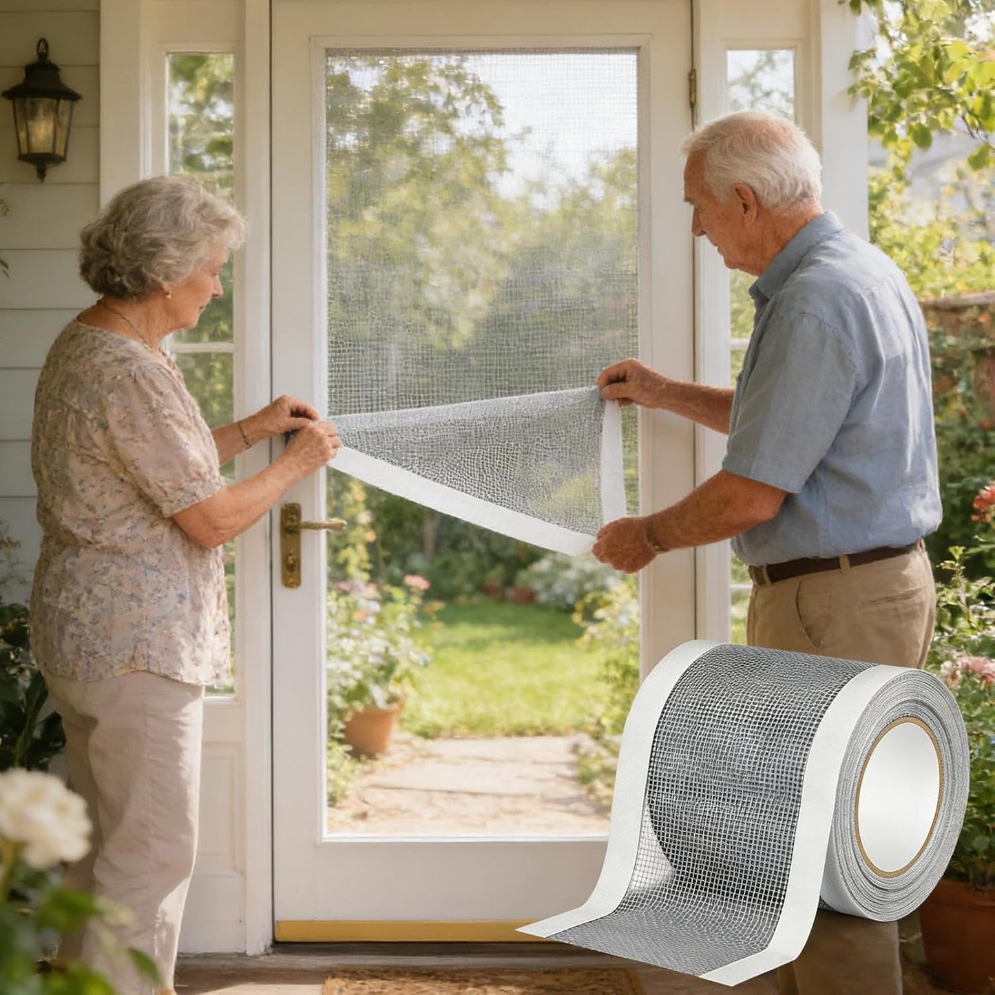 Window Screen Repair Tape, Strong Adhesive Screen Patch, Fiberglass Screens Tape Mesh Repair for Covering Window or Doors Pet Mesh Cage Tears Holes Ideal for Home, Apartment, Dorm