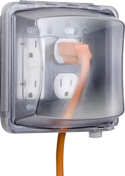 TayMac MM2410G Gray Polycarbonate 2-Gang Weatherproof In-Use Electrical Outlet Cover for Home Improvement, 2.75-in. Deep Outdoor Outlet Cover for Electrical Box, UFAST 55-in-1, Rated NEMA 3R