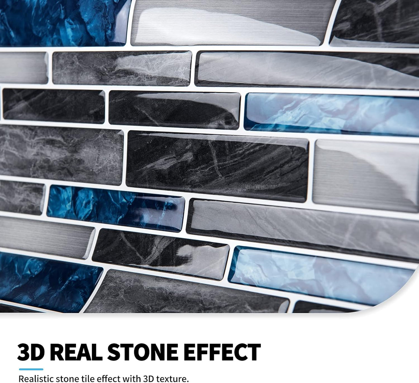 Art3d 10-Sheet Premium Stick On Kitchen Backsplash Tiles, 12"x12" Peel and Stick Self Adhesive Wall Tiles, White Marble Design