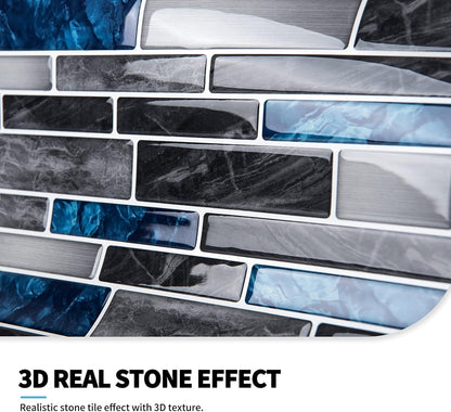 Art3d 10-Sheet Premium Stick On Kitchen Backsplash Tiles, 12"x12" Peel and Stick Self Adhesive Wall Tiles, White Marble Design