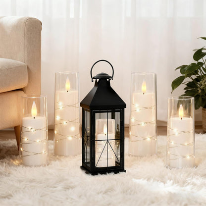 Raycare Flameless Candle with Remote Timer, 3 Flickering Acrylic Battery Operated LED Pillar Candles with Embedded Star String for Christmas, Wedding, Home Table Decor, and as a Gift (Ivory White)