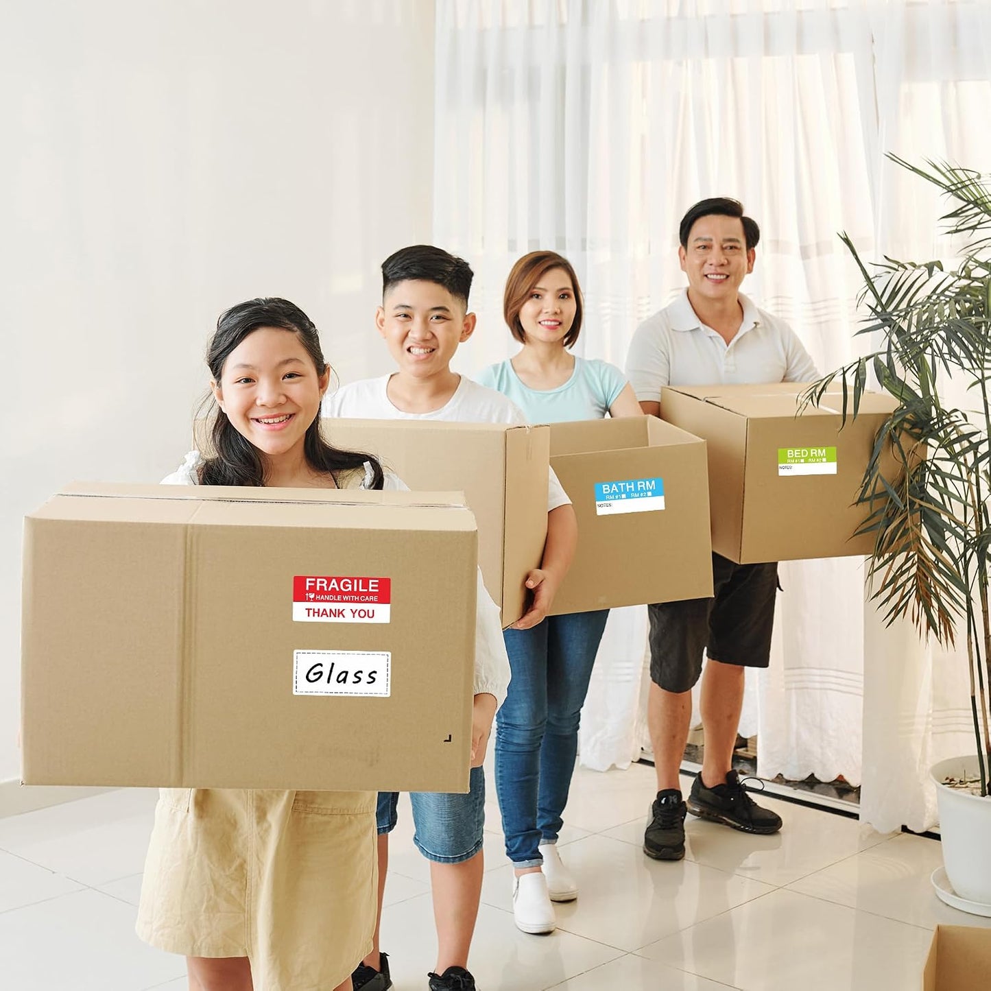 120 Pcs Home Moving Stickers Packing Box Color Coding Labels, 5 Different Living Spaces + 1 Blank Label, 6 Colors/Sheet（20 Sheets） 1 5/8 × 3 1/2 Inch