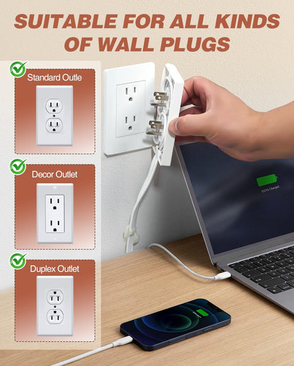 Saker Outlet Concealer Power Strip | 5ft Flat Plug Extension Cord with 3 Outlets,1625W | Universal Size Outlet Cover Baby Proofing | Cover Extension Cord for Kitchen, Home and Office