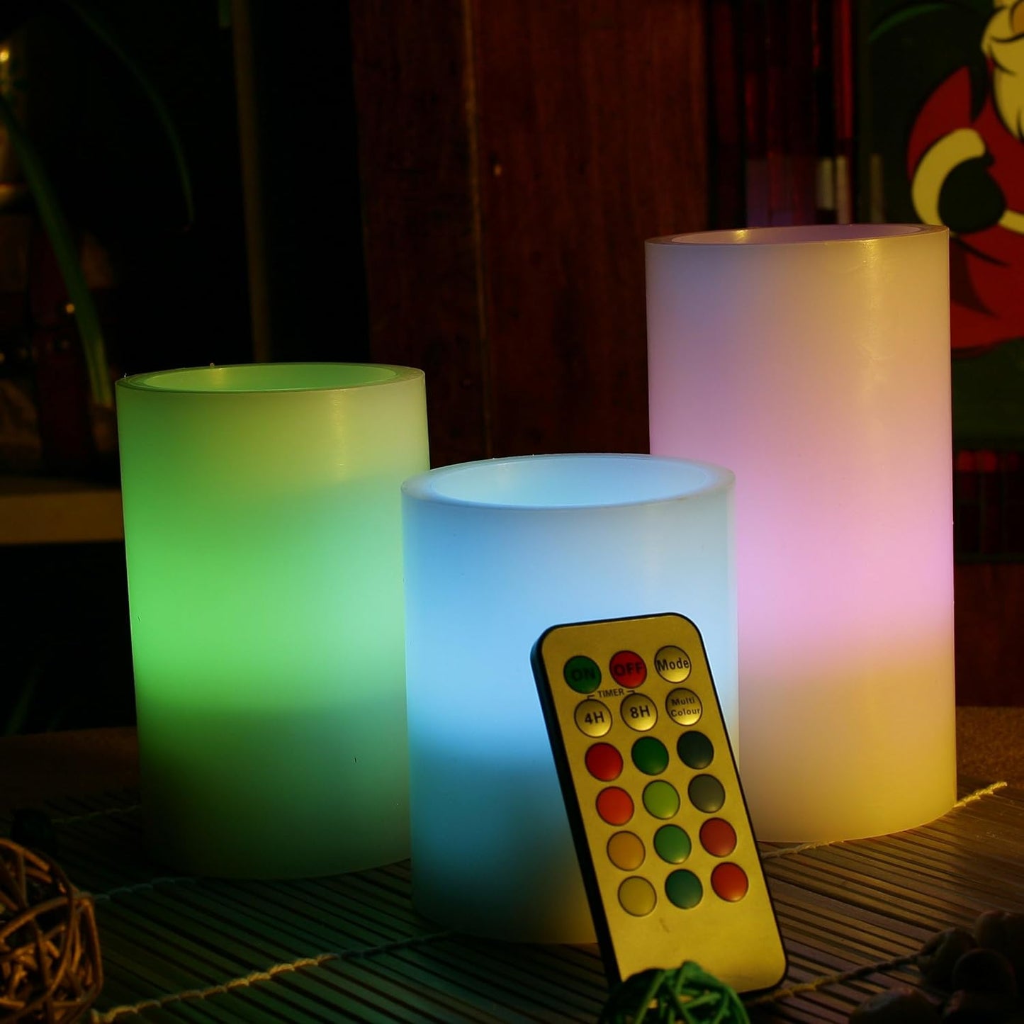 Battery Operated Flameless Candles with Remote Timer Real Wax Realistic Bright Flicker Flickering Electric Electronic LED Pillar Lights Home Wedding Party Decorations Set of 3 Rustic Texture Gray Grey