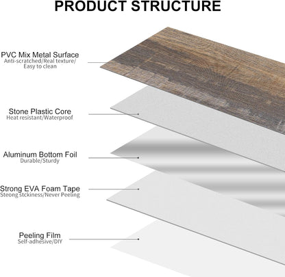 100-Piece Faux Stone Peel and Stick Backsplash Tile, Waterproof Thick PVC Stick On Subway Wall Tile for Kitchen Bathroom Laundry Room Fireplace - 3" x 6", Tan Wood