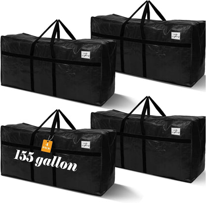 Windyun 4 Pack 57 Gallon Extra Large Moving Bags XXL Heavy Duty Storage Bag with Strong Zipper Handle Jumbo Big Tote Box Foldable for College Dorm Travel Clothes Duffle Blanket Pillow(Red)