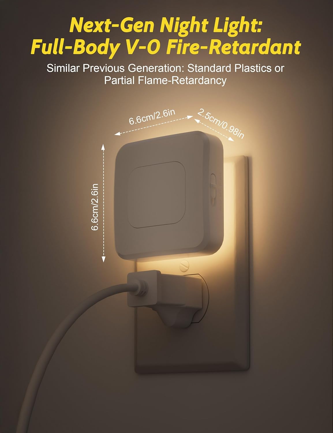 Sujeet Motion Sensor Night Light, Dimmable Plug in LED Nightlight 1-80lm Adjustable Brightness, 4 Pack Warm White with Dusk to Dawn Sensor & Backlit, Wall Night Light for Bathroom, Hallway, Stairs