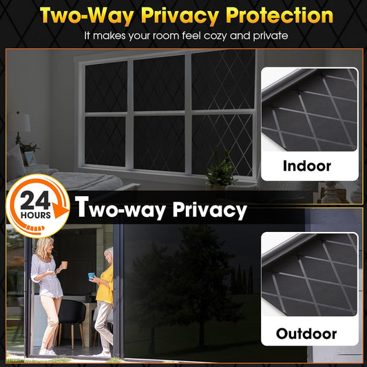 Privacy Window Film Day & Night, Static Cling Frosted Glass Window Film, 99% UV Blocking, No Glue Removable Window Covering for Bathroom Bedroom Kitchen Office (17.5 x 78.7 in)