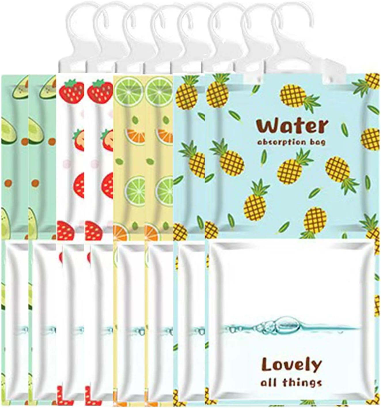 8 Pieces Dehumidifier Hanging Bags for Kitchen, Bathroom, Closet, Wardrobe Dehumidifier Bags (4 Colors)