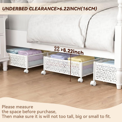 Under Bed Storage, Under the Bed Storage Containers with Wheels, Under Bed Shoe Storage Organizer Drawer for Bedroom Clothes Shoes Blankets -2Pack