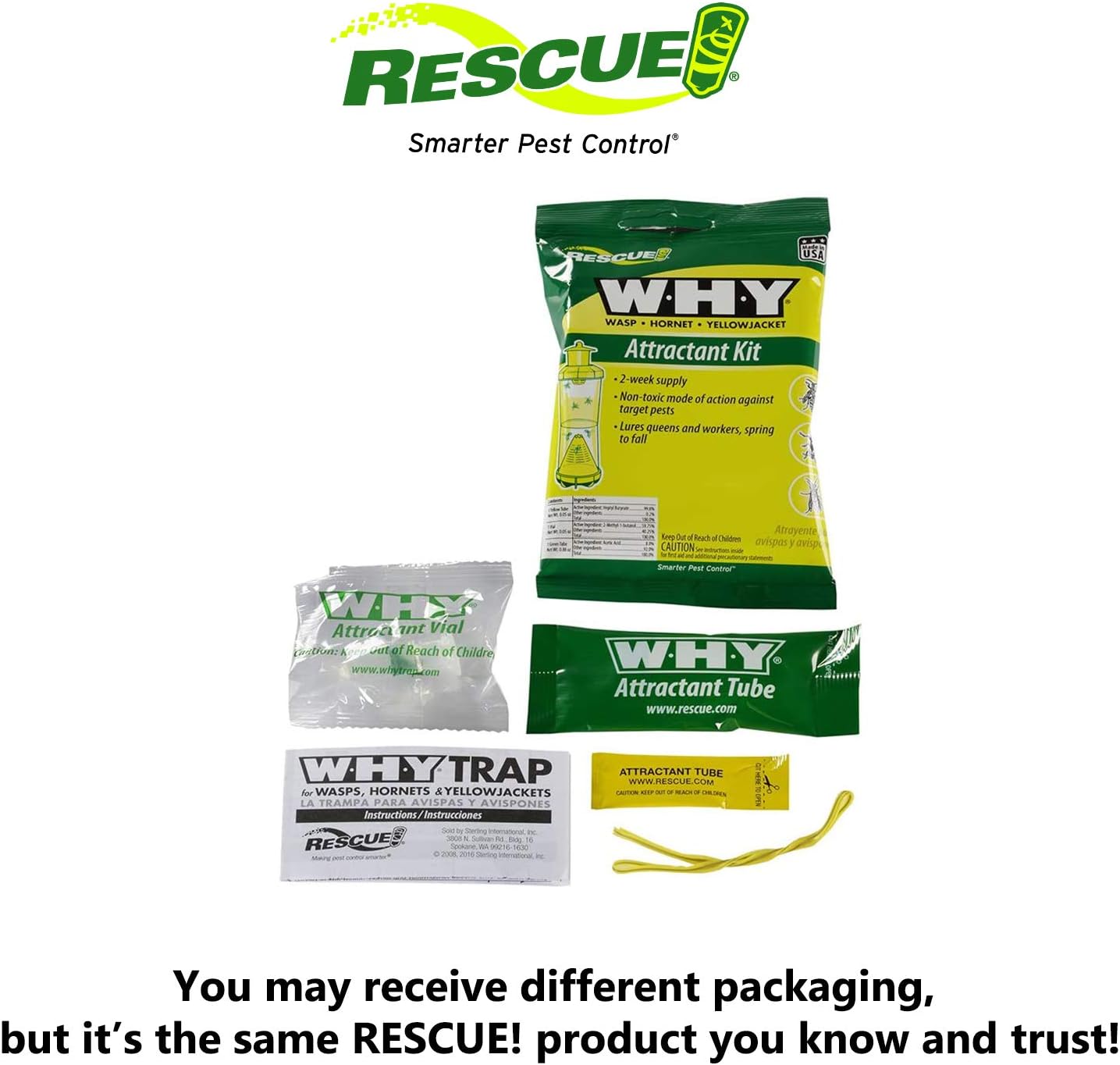 RESCUE! Non-Toxic Wasp, Hornet, Yellowjacket Trap (WHY Trap) Attractant Refill - 2 Week Refill - 6 Pack