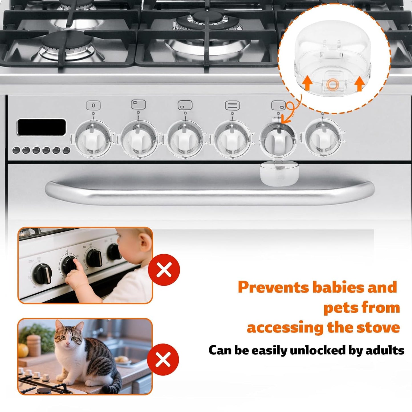 BOXOB 5pcs Stove Knob Safety Covers, 3in Child Proof Oven Knob Safeguards Child Safety Heat Resistant Protective Cover Childproof Stove Lock Baby Proofing for Gas & Electric Burner