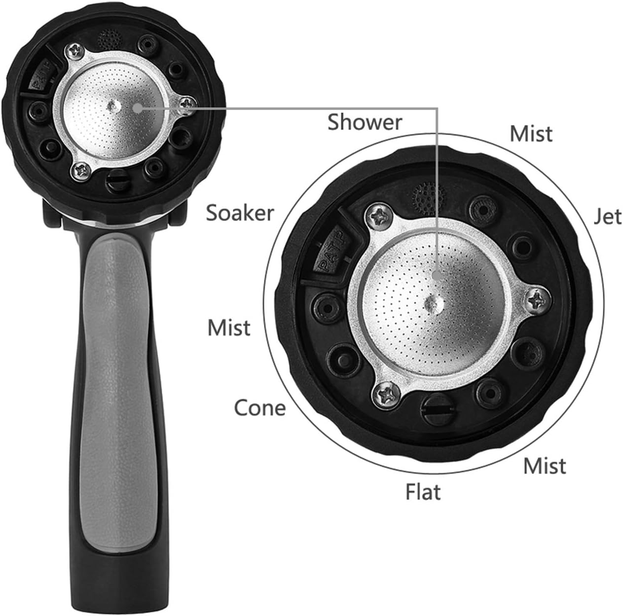 GREEN MOUNT New Patent Garden Hose Nozzle, Heavy Duty Water Nozzle, High Pressure Fireman Style Nozzle with Ergonomic Handle for Lawn and Garden Watering