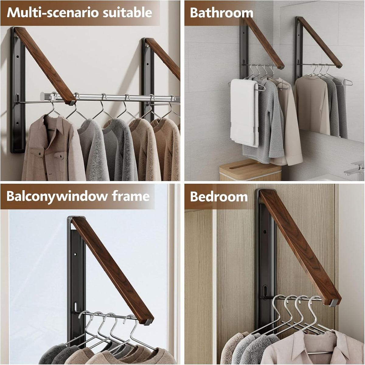 Wall Mounted Drying Rack, Retractable & Foldable Clothes Hanger for Laundry Room Organization, Hanger Dryer Rack Space Saving Closet Organizer (1)