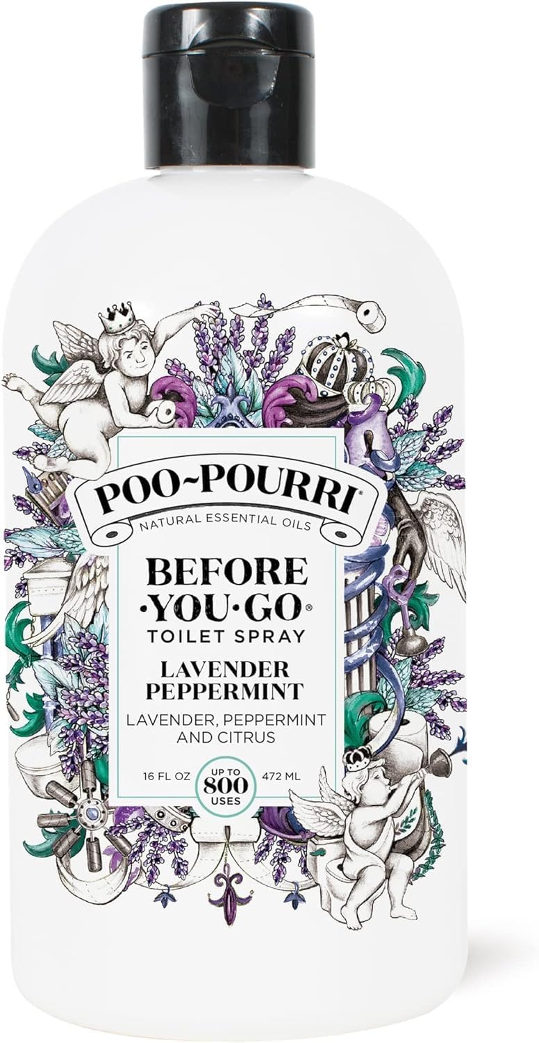 Poo-Pourri Before-You-Go Toilet Spray, Lavender Peppermint, 2 Fl Oz, Up to 100 Uses, Bathroom Odor Deodorizer, Plant-Based with Essential Oils for Home or Work, Travel Essentials, TSA Approved Size