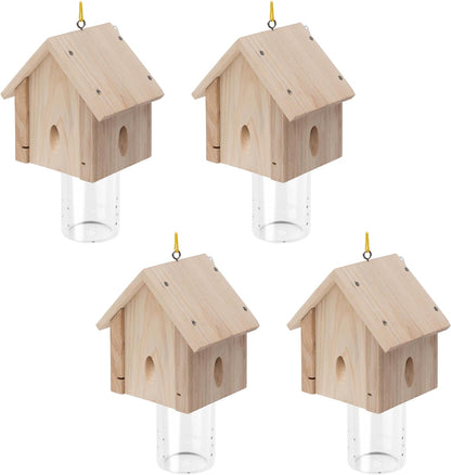 Best Bee Trap - Professional Carpenter Bee Trap for Outside - Cabin Style Nature Hanging Wood Trap for Outdoor with Removable Bee Vault (2 Pack)