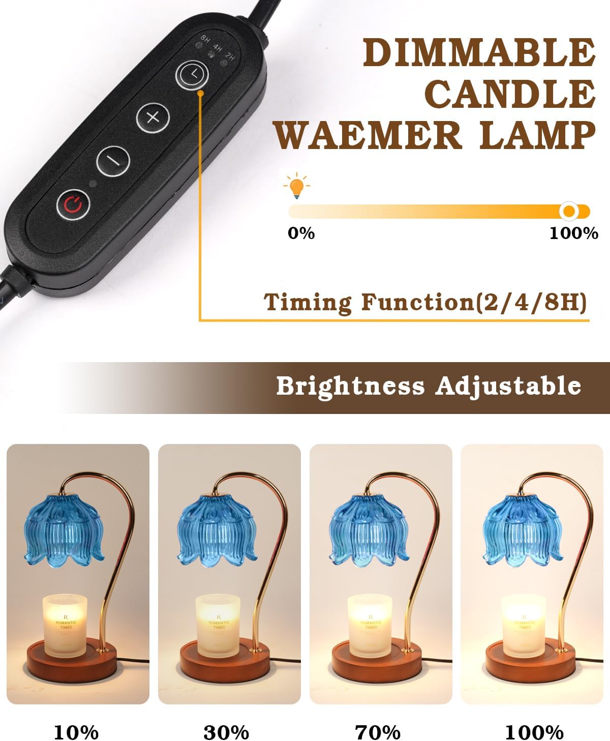 Funistree Flower Candle Warmer Lamp with Timer, Dimmable Candle Lamp Warmer, Christmas Birthday Gifts for Women Mom Her, Housewarming Home Decor, Lotus Wax Warmer for Yankee Candles - Lily Amber