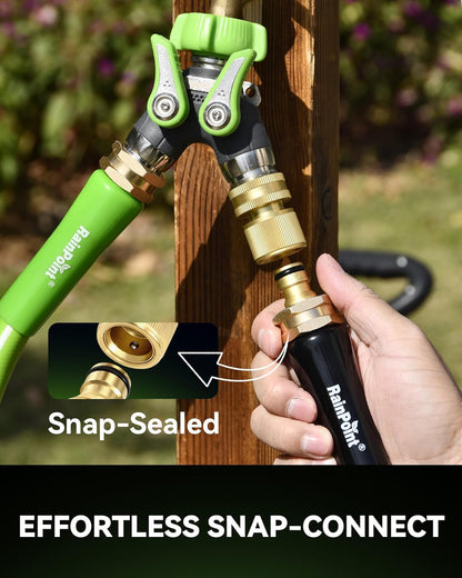 RainPoint Quick Connect Hose Fittings 3/4" GHT - Solid Brass Garden Hose Connectors, No-Leak Design & Universal Fit for Instant Connection (2 Sets)