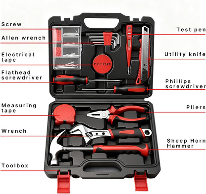 68 Piece Tool Set, PTSTEL General Household Hand Tool Kit, For DIY And Home/Auto Quick Repairs, With Easy Carrying Toolbox Storage Case