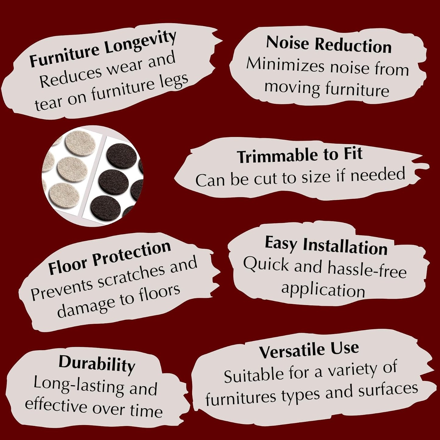 Felt Furniture Pads - Chair Leg Floor Protectors for Hardwood Floors - Felt Pads for Furniture - Furniture Sliders - Furniture Legs - 156 pcs - Black